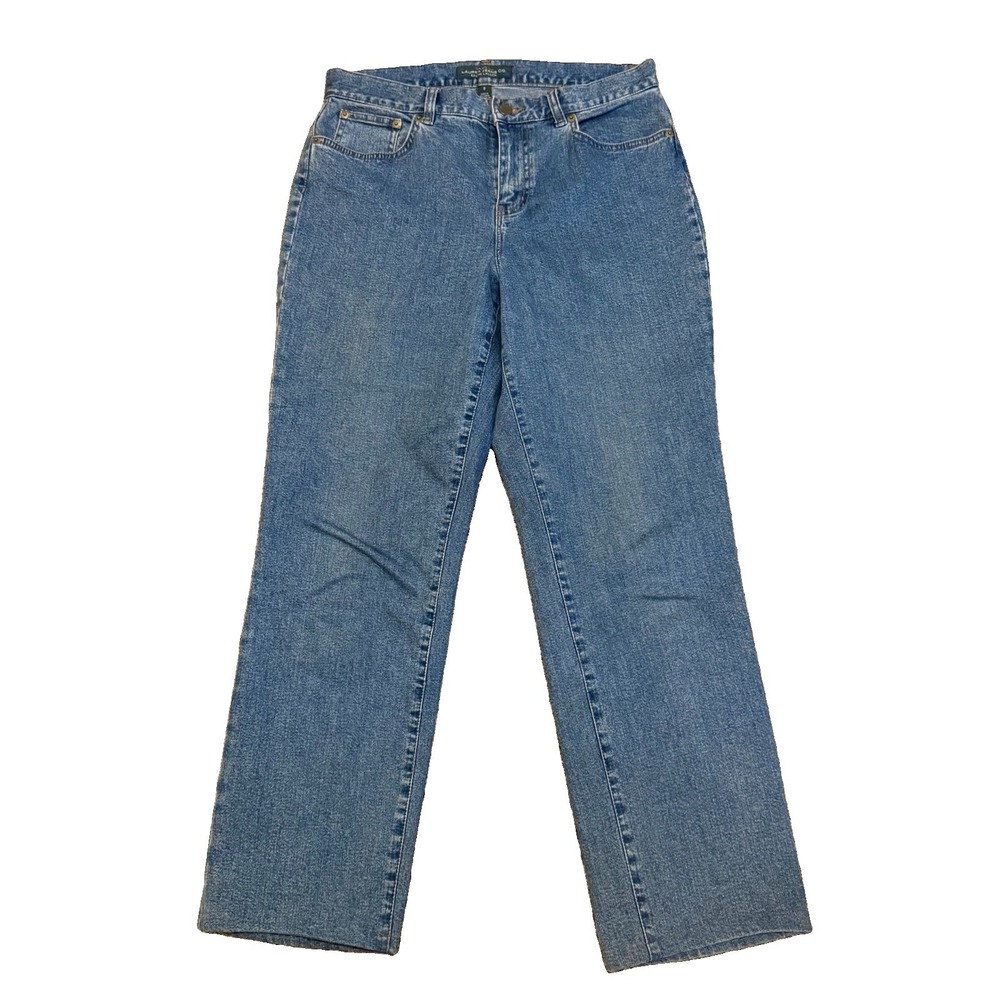 Lauren‎ Ralph Lauren Jeans Co Womens 8 Classic Straight Blue Denim Stretch Pants